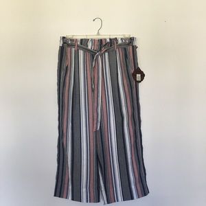 Knox rose striped tie waist wide leg pant size large